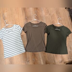 Quince Organic Cotton Modal Scoop Neck Tee Shirts Set of 3, Women's XS